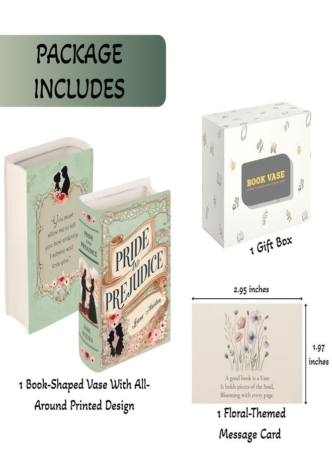 2IMT Ceramic Book Vase Pride and Prejudice Gifts for Book Lovers Women & Men - Jane Austen Gifts for Women Bookish Christmas Decor for Bookshelf - Bookworm Bookish Gift Cute Librarian Present for Readers - Image 5